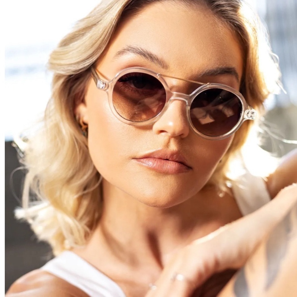 NEW KOMONO sunglasses Vivien Clear gold round - Picture 13 of 15